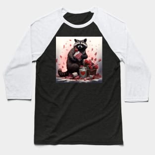 Raccoon with Valentines day trash poetry Baseball T-Shirt